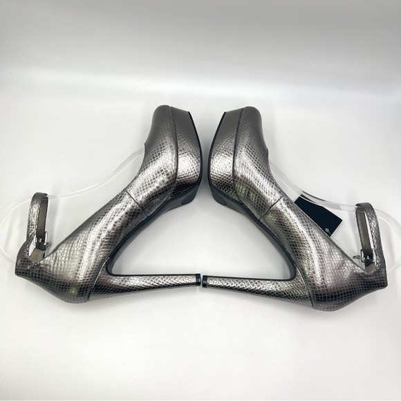 Guess Women's Silver Faux Vegan Leather Snakeskin Print Platform Heels Pumps 8.5 - Picture 10 of 15